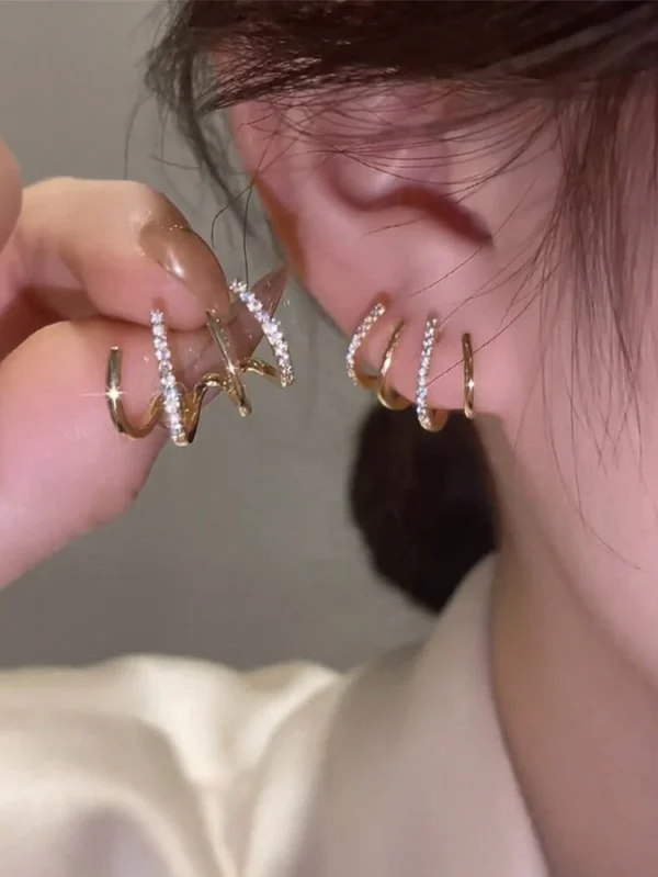 Ensemble paire de boucles d'oreilles à la mode serties de diamants pour femmes