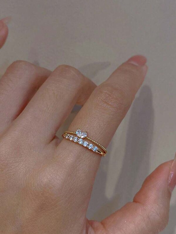 Bague scintillante en strass pour femmes, 2 pièces, mode simple