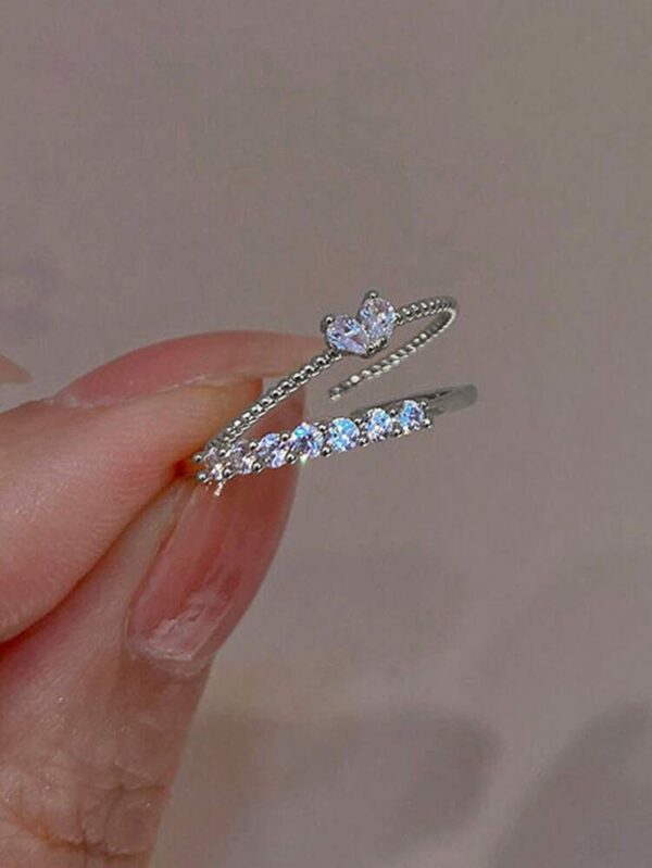 Bague scintillante en strass pour femmes, 2 pièces, mode simple – Image 5