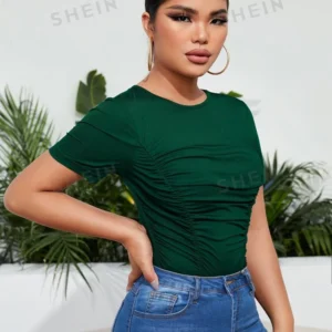 SHEIN SXY t-shirt uni froncé devant