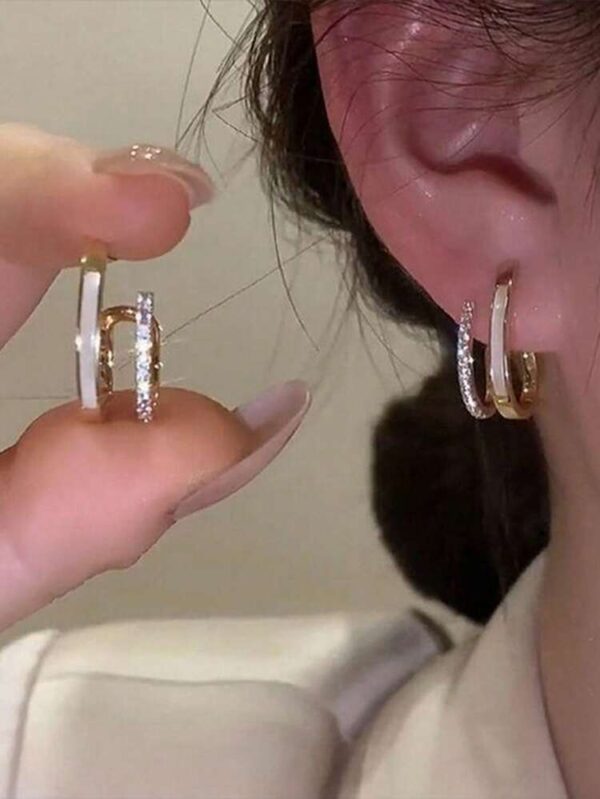 Ensemble paire de boucles d'oreilles à la mode serties de diamants pour femmes – Image 7