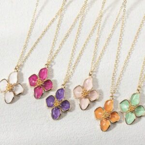 Collier pendentif élégant en résine colorée florale pour femmes, 1 pièce