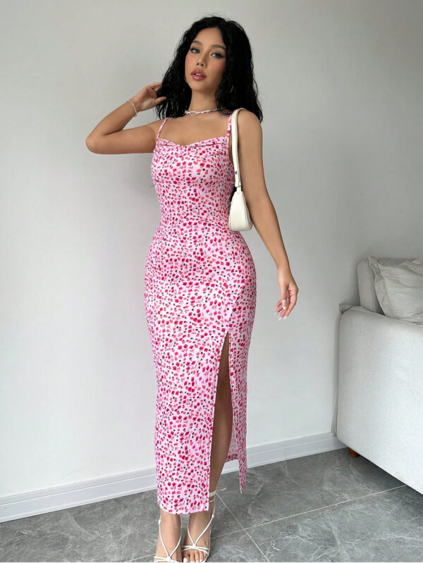 SHEIN Aloruh Robe à bretelles spaghetti florale pour femmes, style de vacances