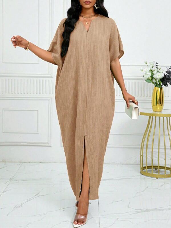 SHEIN Lady Robe simple à manches chauve-souris échancrées et ourlet fendu pour l'automne et l'été – Image 11