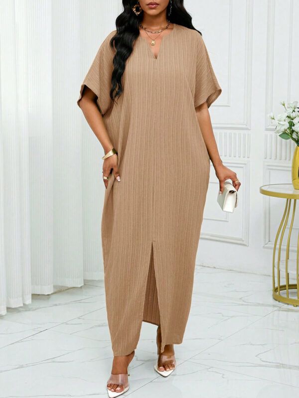 SHEIN Lady Robe simple à manches chauve-souris échancrées et ourlet fendu pour l'automne et l'été – Image 13