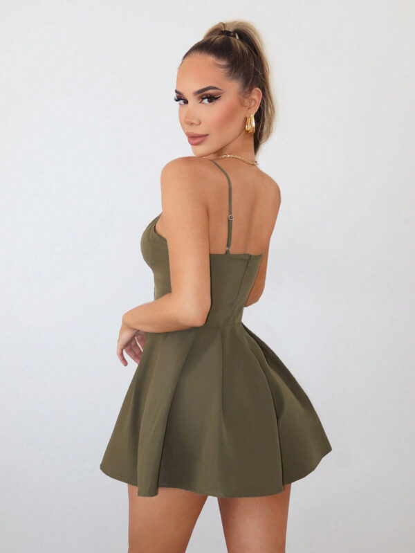 SHEIN SXY Combinaison de ballet vert pour femme avec tasse de bretelle et pantalon large à jambe large et lâche – Image 9