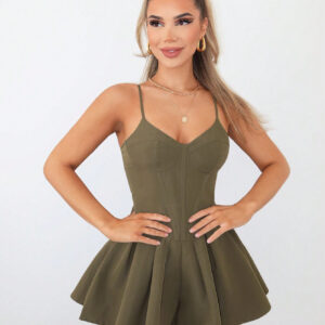 SHEIN SXY Combinaison de ballet vert pour femme avec tasse de bretelle et pantalon large à jambe large et lâche