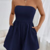 SHEIN Essnce Combinaison courte bustier de couleur unie avec poches, été – Image 2