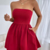 SHEIN Essnce Combinaison courte bustier de couleur unie avec poches, été – Image 3