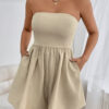 SHEIN Essnce Combinaison courte bustier de couleur unie avec poches, été – Image 4