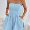 SHEIN Essnce Combinaison courte bustier de couleur unie avec poches, été – Image 5