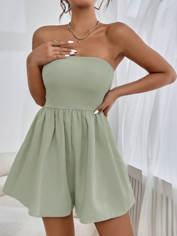 SHEIN Essnce Combinaison courte bustier de couleur unie avec poches, été – Image 15