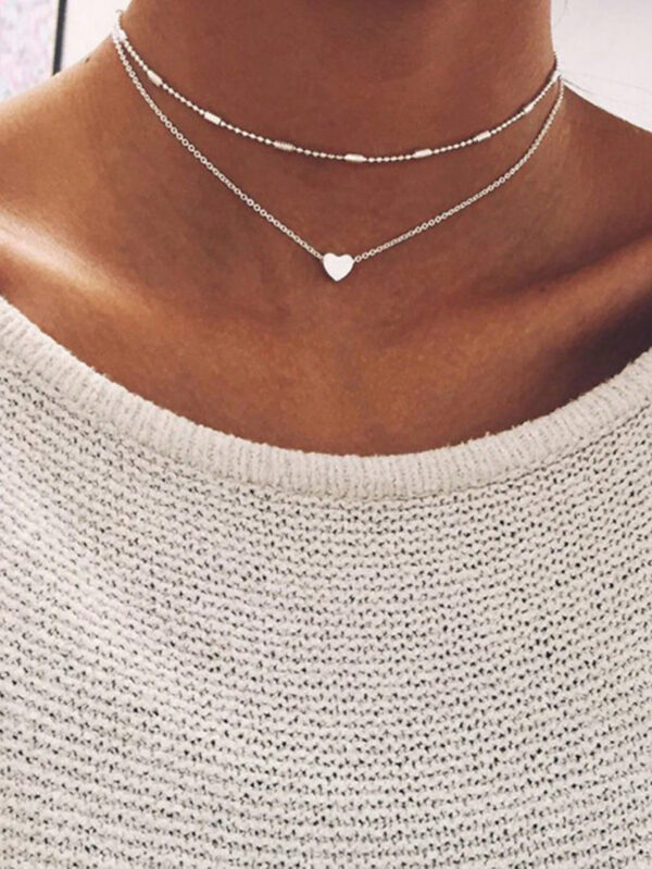 1 pièce Collier pendentif cœur minimaliste multicouche, convient pour un port quotidien, une fête, la plage, les voyages ou comme un beau cadeau pour femmes