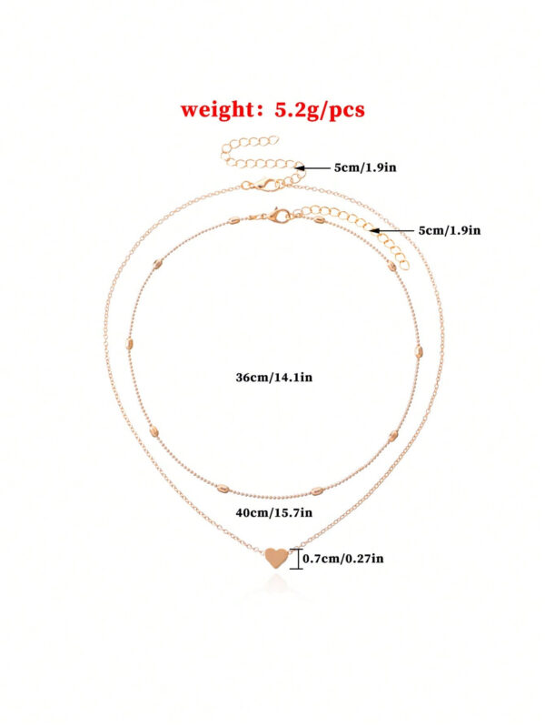 1 pièce Collier pendentif cœur minimaliste multicouche, convient pour un port quotidien, une fête, la plage, les voyages ou comme un beau cadeau pour femmes – Image 4