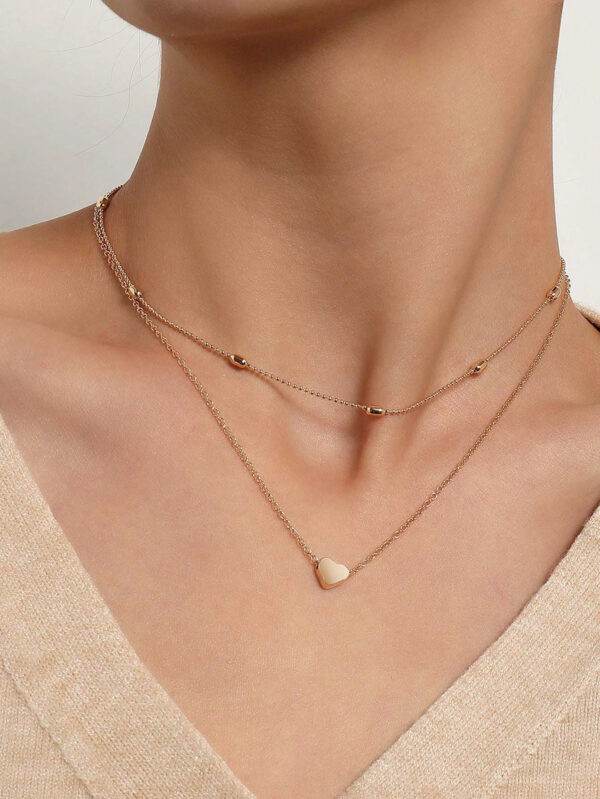 1 pièce Collier pendentif cœur minimaliste multicouche, convient pour un port quotidien, une fête, la plage, les voyages ou comme un beau cadeau pour femmes – Image 12