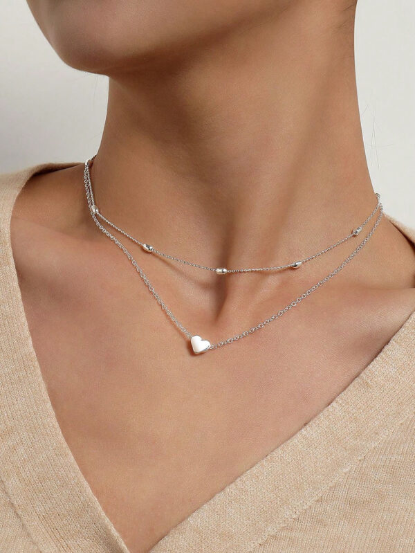 1 pièce Collier pendentif cœur minimaliste multicouche, convient pour un port quotidien, une fête, la plage, les voyages ou comme un beau cadeau pour femmes – Image 13