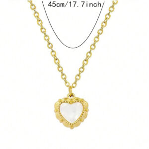 1 pièce Collier de Ras-du-cou en acier inoxydable avec coquillage Lolita en forme de cœur et motif vintage 'Pure Heart' pour femmes, adapté pour un port quotidien et comme cadeau.