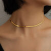 1 pièce Collier de bijoux en acier inoxydable à chaîne simple et à la mode en or avec une personnalité unique – Image 3