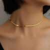 1 pièce Collier de bijoux en acier inoxydable à chaîne simple et à la mode en or avec une personnalité unique – Image 10