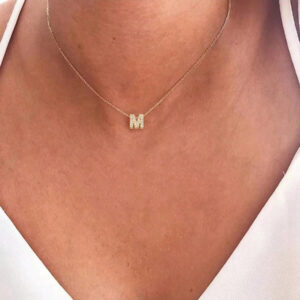 A-Z initial Collier Avec Pendentif Femme En Acier Inoxydable Collier À Chaîne Pour Femme