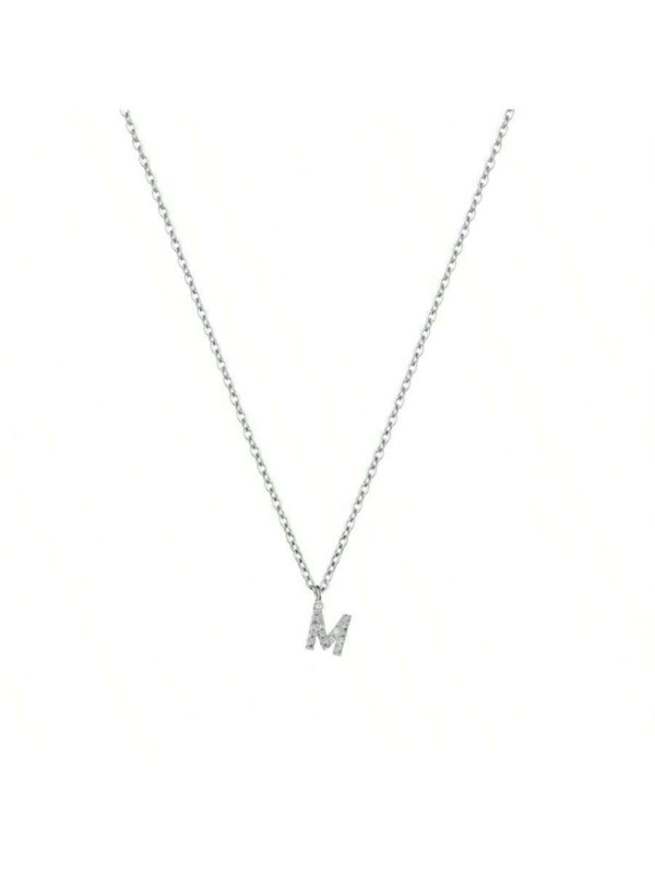 1 pièce Collier À Chaîne À Pendentif Classique Branché Argent Couleur initial Pour Femme – Image 6