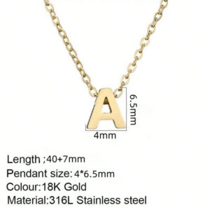 26 Pièces Collier En Acier Inoxydable Style Américain-européen À Chaîne Claviculaire Courte Avec Pendentifs De Lettre De Nom Initial Personnalisé Pour Femmes