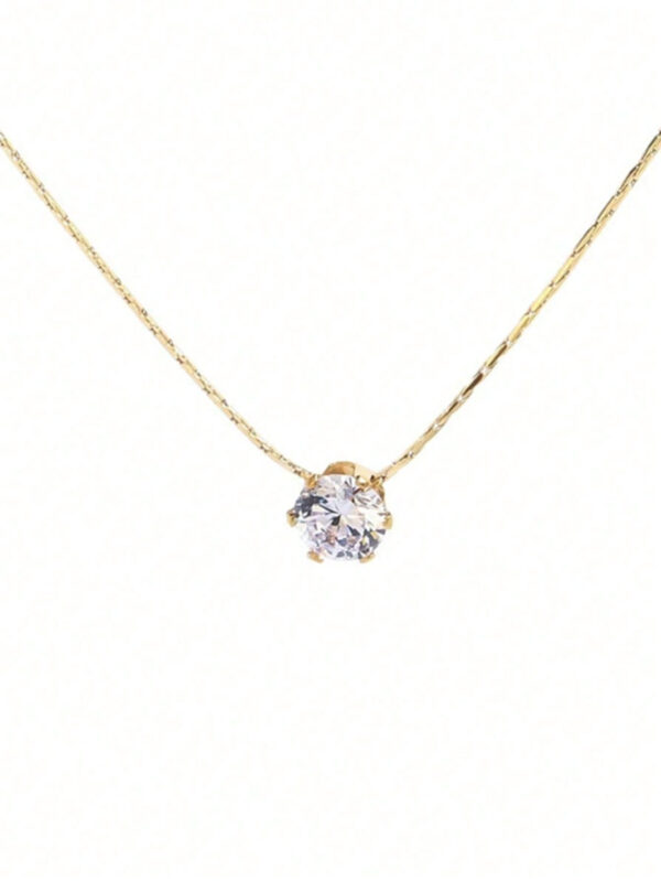1 pièce Collier pendentif unique en or avec six griffes en pierre rhin, style européen et américain pour femmes, chaîne de clavicule en acier inoxydable verrouillée, idéale pour un port quotidien et une soirée de rendez-vous. 1 pièce Collier pendentif en or à six griffes en pierre rhin de conception nouvelle européenne et américaine pour femmes, accessoire de luxe en acier inoxydable pour un port quotidien, une date et une soirée – Image 4
