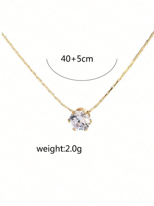 1 pièce Collier pendentif unique en or avec six griffes en pierre rhin, style européen et américain pour femmes, chaîne de clavicule en acier inoxydable verrouillée, idéale pour un port quotidien et une soirée de rendez-vous. 1 pièce Collier pendentif en or à six griffes en pierre rhin de conception nouvelle européenne et américaine pour femmes, accessoire de luxe en acier inoxydable pour un port quotidien, une date et une soirée – Image 7