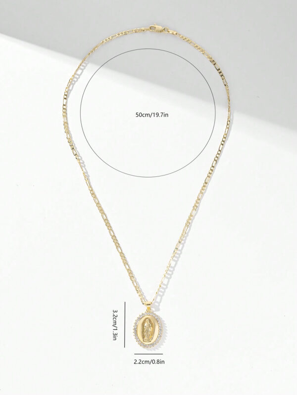 1 pièce Collier pendentif de Vierge Marie en cuivre de style européen incrusté de zircone, plaqué or 14 carats, convient comme cadeau pour les mères/couples/meilleurs amis, à porter au quotidien, aux festivals et pour la prière – Image 8