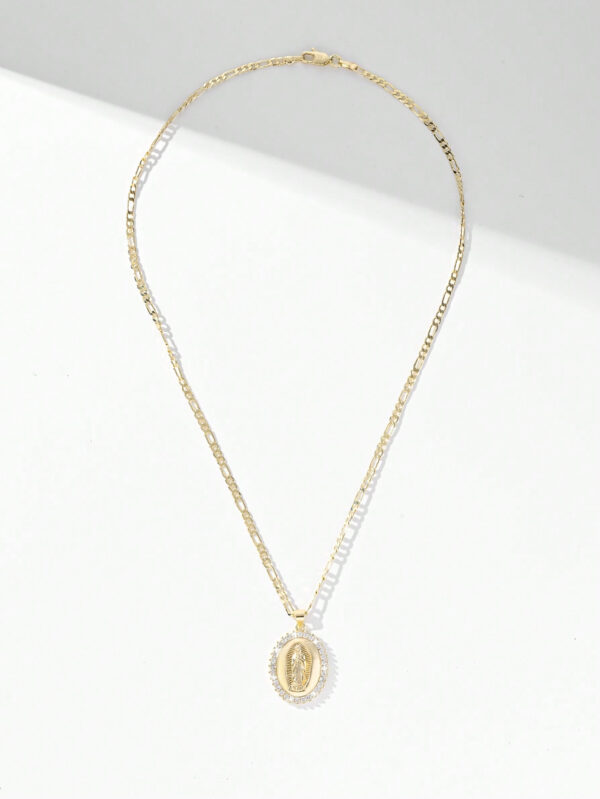 1 pièce Collier pendentif de Vierge Marie en cuivre de style européen incrusté de zircone, plaqué or 14 carats, convient comme cadeau pour les mères/couples/meilleurs amis, à porter au quotidien, aux festivals et pour la prière – Image 13