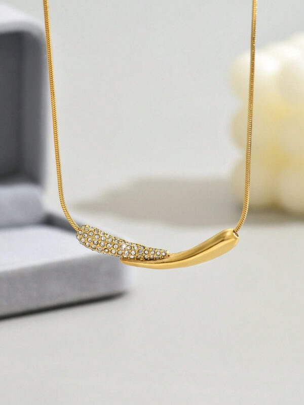 LIEBEIRIS 1 pièce Collier pendentif en forme de larme en acier inoxydable plaqué or 18 carats, pour un port quotidien pour femmes – Image 3