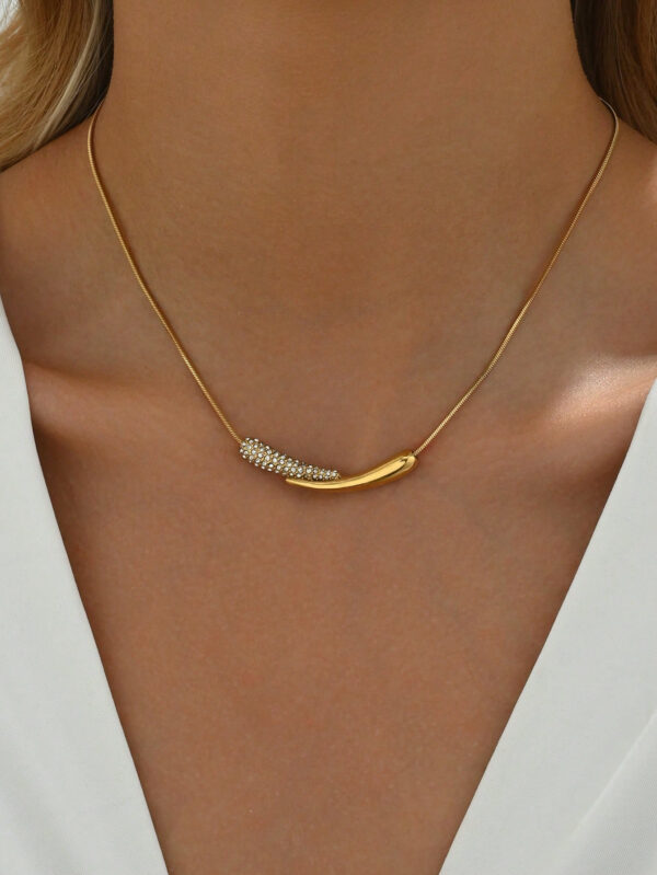 LIEBEIRIS 1 pièce Collier pendentif en forme de larme en acier inoxydable plaqué or 18 carats, pour un port quotidien pour femmes – Image 4