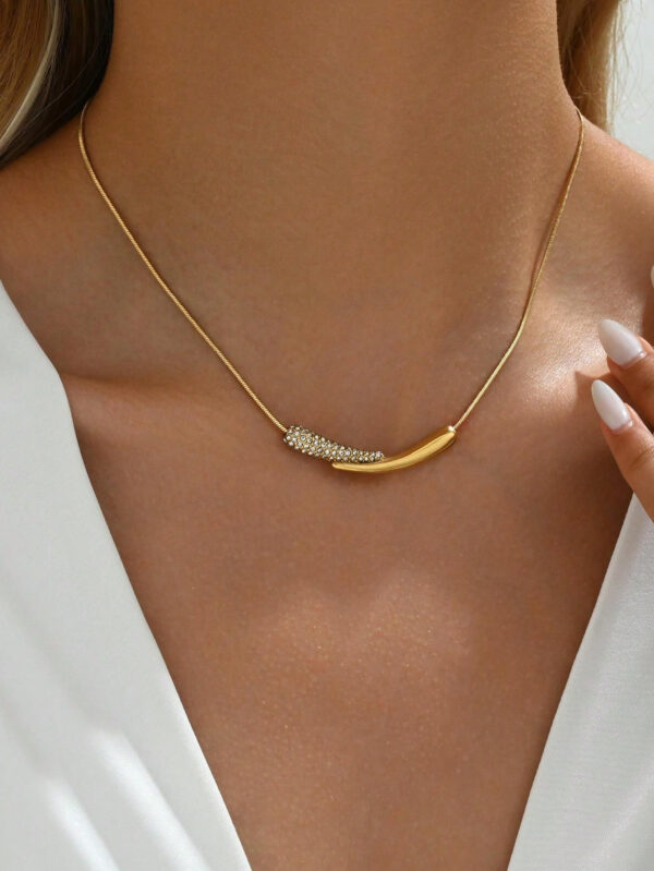LIEBEIRIS 1 pièce Collier pendentif en forme de larme en acier inoxydable plaqué or 18 carats, pour un port quotidien pour femmes – Image 5