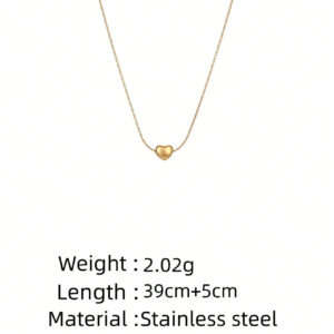 Un collier en acier inoxydable plaqué or 18k de design pendentif en forme de coeur délicat et élégant, convient aux femmes pour porter dans les fêtes ou comme cadeau pour les mères.