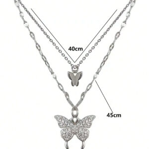 Collier à strass à pendentif papillon