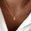 Collier avec initiale de nom pour femmes, bijoux en acier inoxydable, pendentifs simples avec alphabet de A à Z, colliers ras-du-cou avec lettre, mode pour fête – Image 9