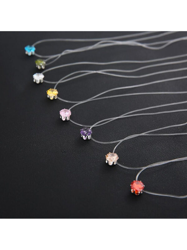 Collier À La Mode Minimaliste Blanc Diamant Idéal Pour Port Quotidien Ou Fête Cadeau – Image 3