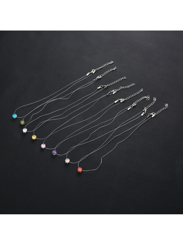 Collier À La Mode Minimaliste Blanc Diamant Idéal Pour Port Quotidien Ou Fête Cadeau – Image 4
