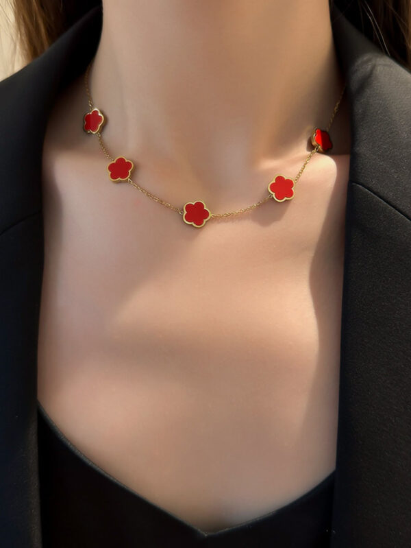 1 pièce Collier À Chaîne Mode En Acier Inoxydable À Fleur Pour Femme Pour Vie Quotidienne – Image 5