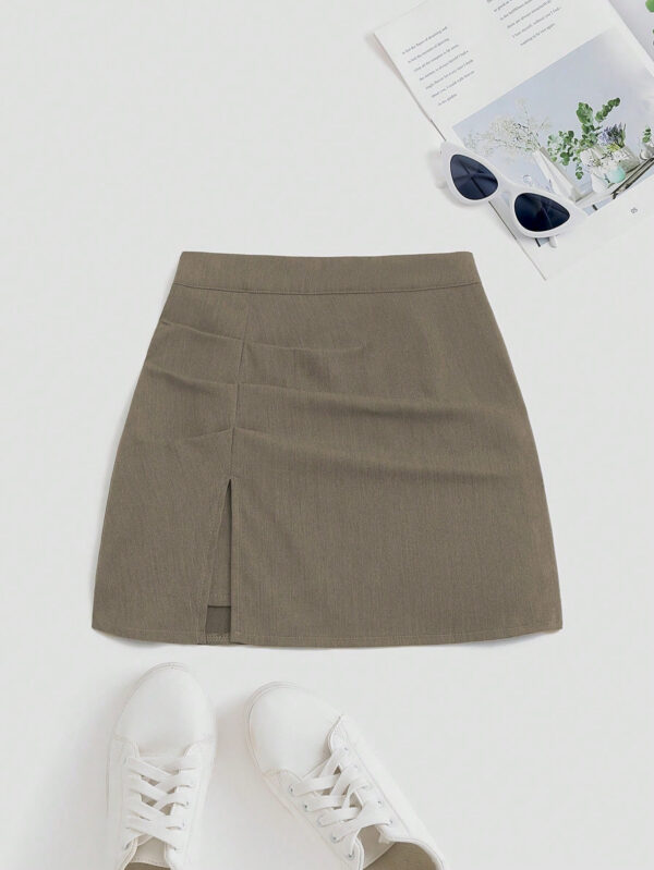 SHEIN Sweetro Jupe mini fendue et évasée taille haute, design américain – Image 2