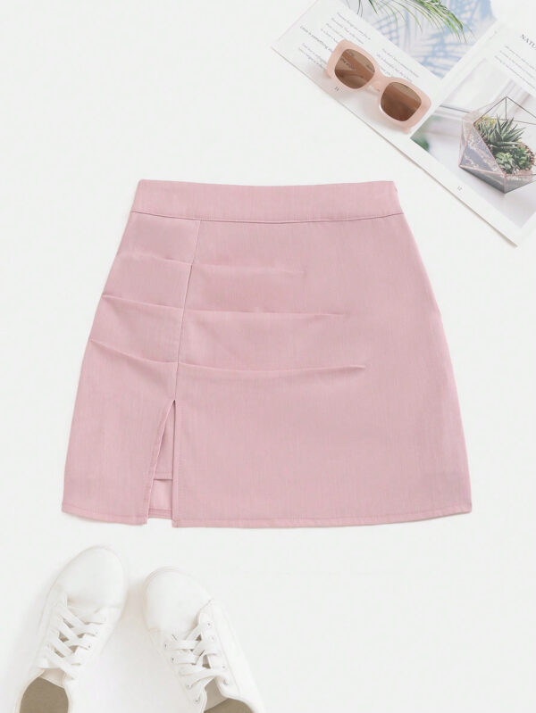 SHEIN Sweetro Jupe mini fendue et évasée taille haute, design américain – Image 3