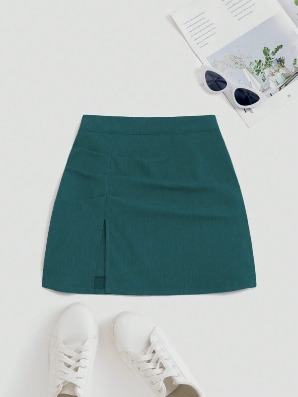 SHEIN Sweetro Jupe mini fendue et évasée taille haute, design américain – Image 4