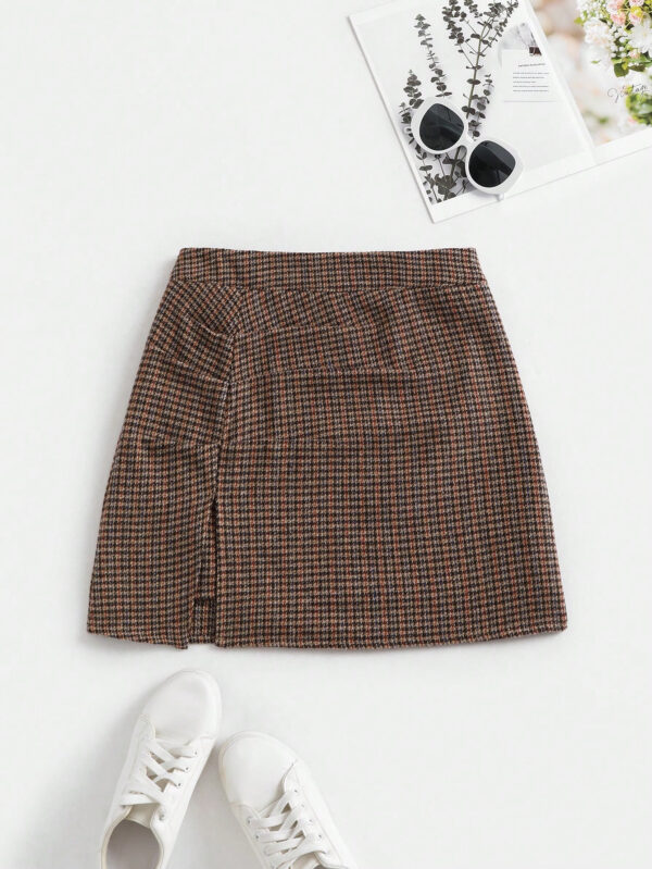 SHEIN Sweetro Jupe mini fendue et évasée taille haute, design américain – Image 7