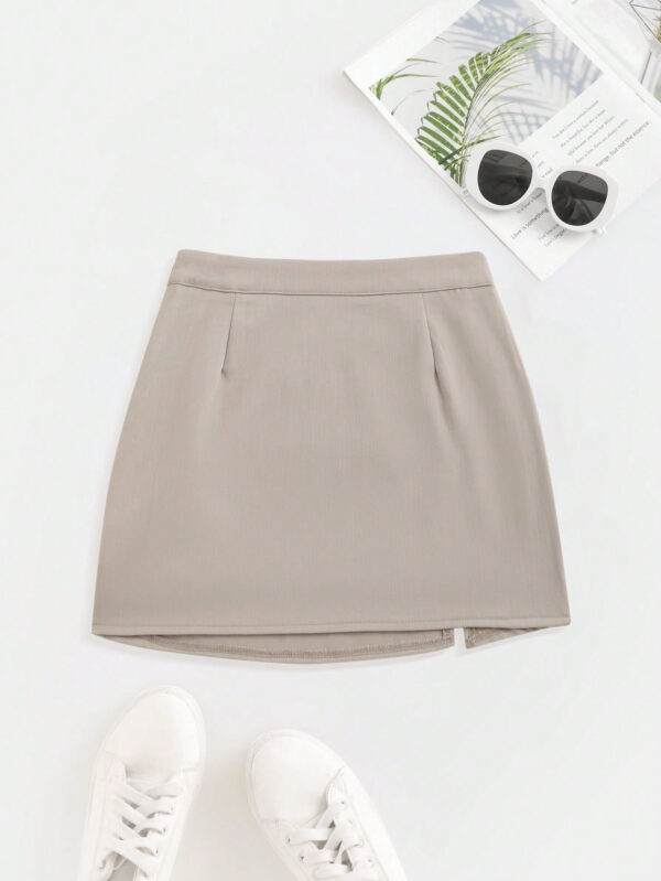 SHEIN Sweetro Jupe mini fendue et évasée taille haute, design américain – Image 9