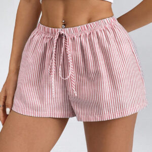 SHEIN PETITE Shorts rayés pour femmes à taille basse pour les vacances d'été à la plage