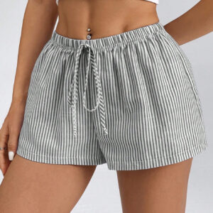 SHEIN PETITE Shorts rayés pour femmes à taille basse pour les vacances d'été à la plage