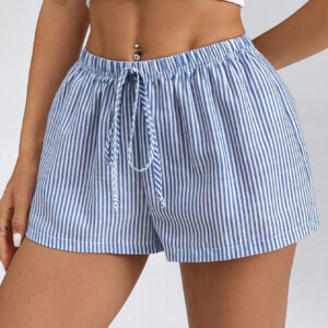 SHEIN PETITE Shorts rayés pour femmes à taille basse pour les vacances d'été à la plage