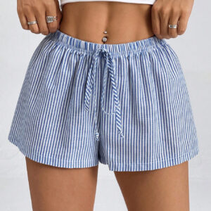 SHEIN PETITE Shorts rayés pour femmes à taille basse pour les vacances d'été à la plage