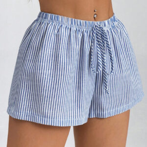 SHEIN PETITE Shorts rayés pour femmes à taille basse pour les vacances d'été à la plage