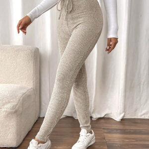 SHEIN Frenchy Leggings décontractés à cordon de serrage de couleur unie pour femmes, minimalistes et tendance pour un port quotidien